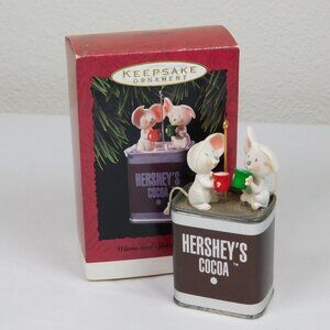 Hallmark Keepsake Ornament 1993 Warm Special Friends Mice Hershey Cocoa Tin Vtg